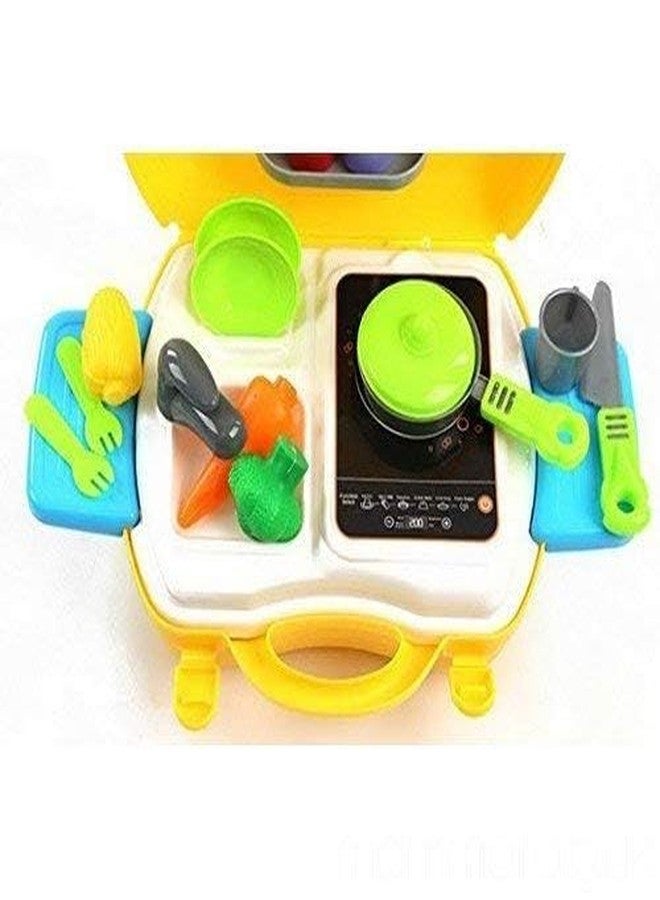 Jericos Kitchen Cooking Roleplay Pretend Set for Kids - 26 Piece Suitcase for Boys & Girls (2+ Year), Little Miniature Accessories Playset, Non-Toxic Plastic Toy Gift Carry Briefcase Chef Game - Image 3